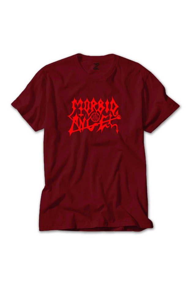 تي شيرت أحمر بشعار Morbid Angel