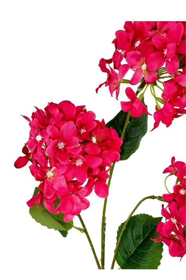 Yapay Çiçek Ortanca 3 Toplu Fuşya Tek Dal Tomurcuklu 75*25cm Kumaş Çiçek Uzun Dal - 4