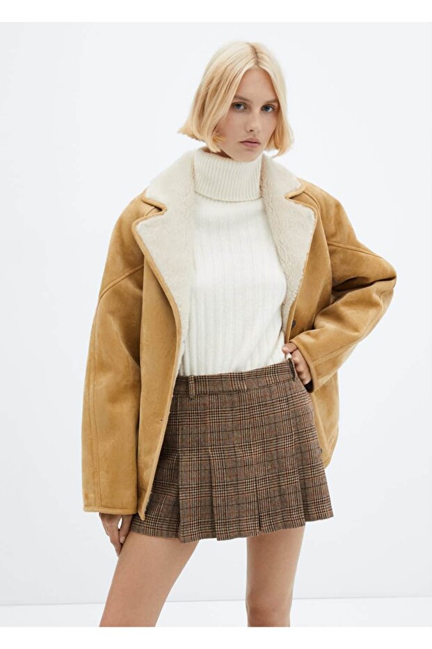 Houndstooth Patterned Pleated Skirt - 7