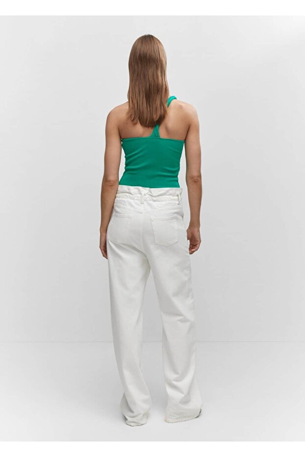 Asimetrik yaka triko bluz - 4