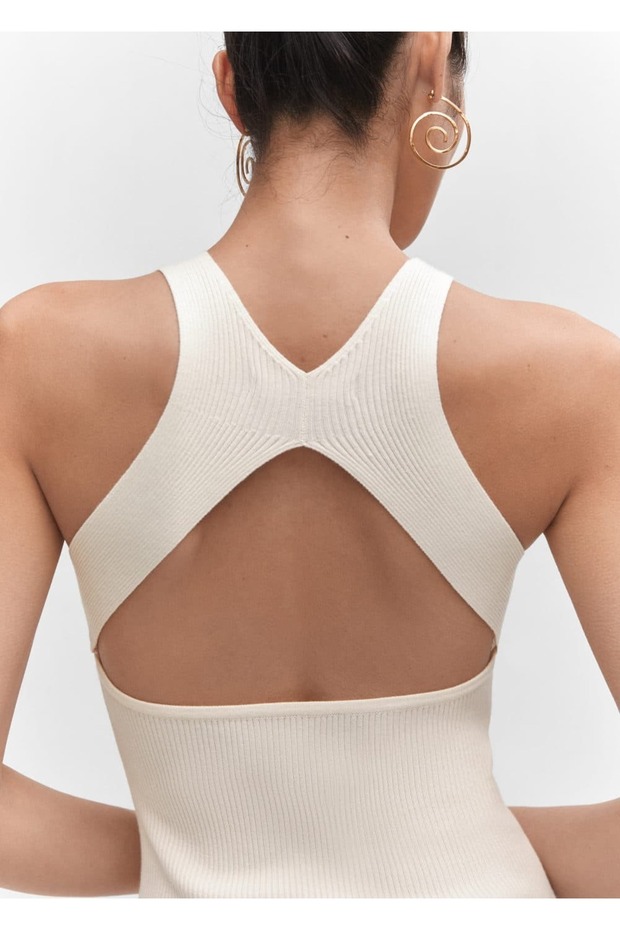 Sırtı Açık Triko Elbise - 6