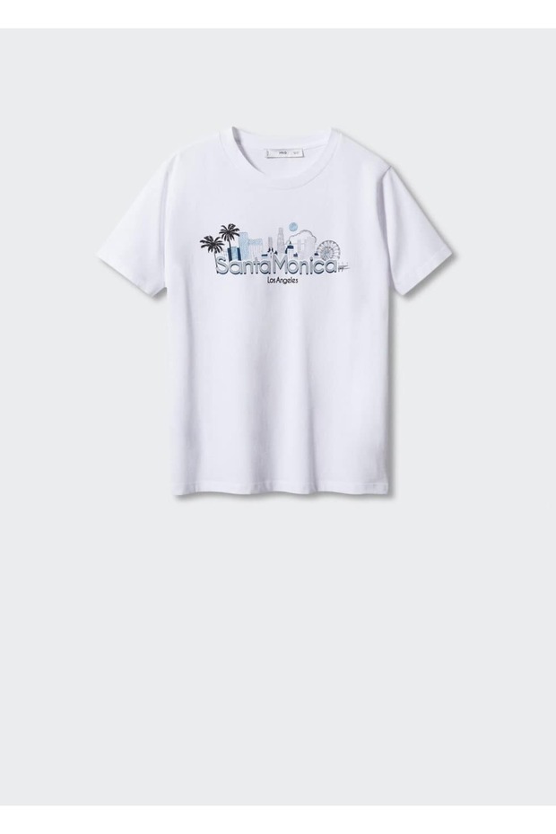 Desenli pamuklu tişört - 3