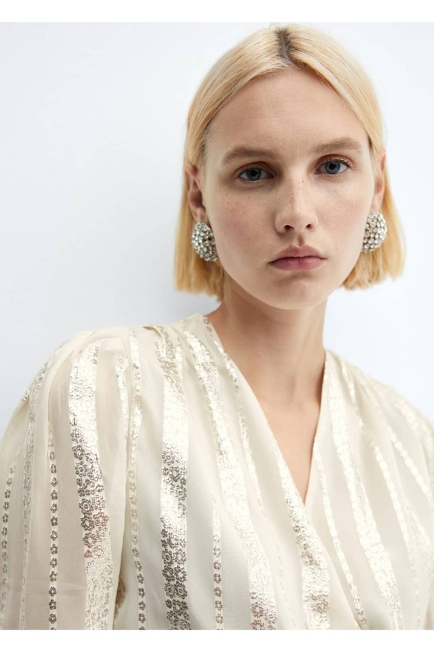 Çiçekli anvelop kesim bluz - 5