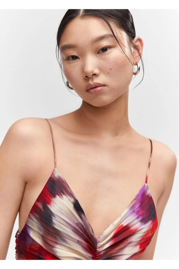 Pilili saten elbise - 7