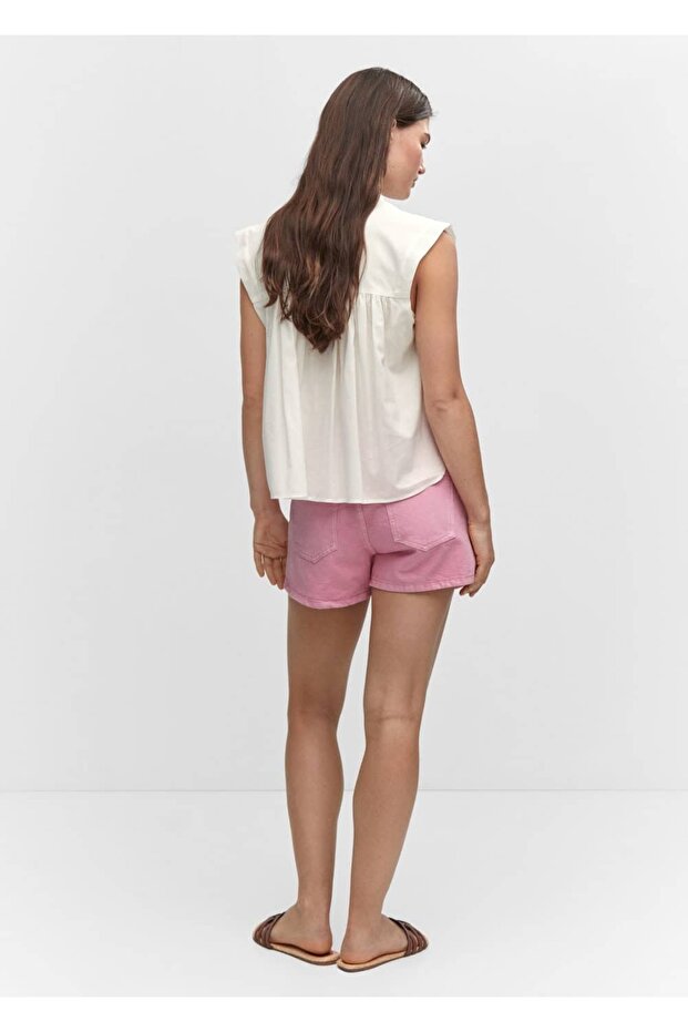 Düğmeli kolsuz gömlek - 4