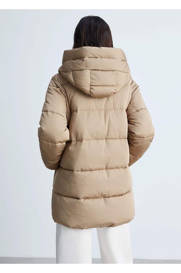 Kapüşonlu Kapitone Midi Anorak - 4