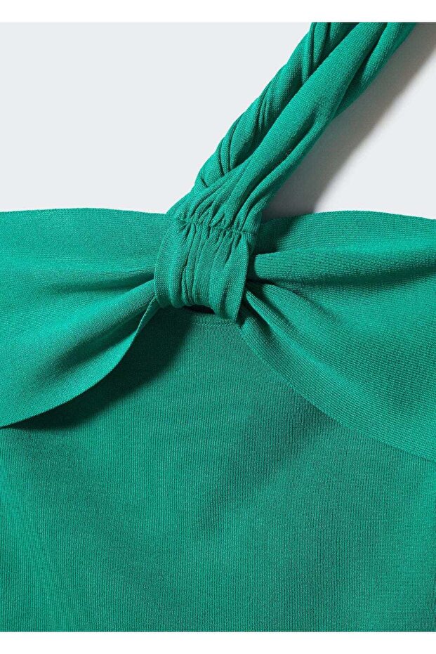 Asimetrik yaka triko bluz - 5