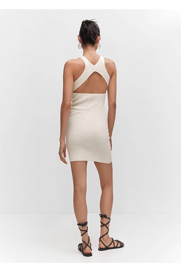 Sırtı Açık Triko Elbise - 4