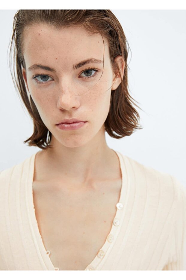 Düğmeli ribana hırka - 7