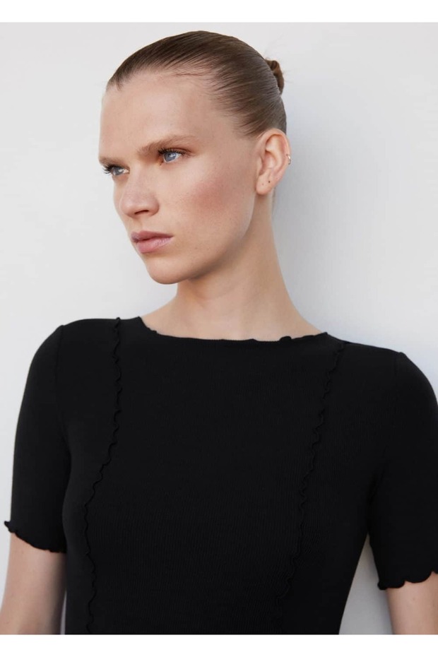 Dekoratif dikişli tişört - 7