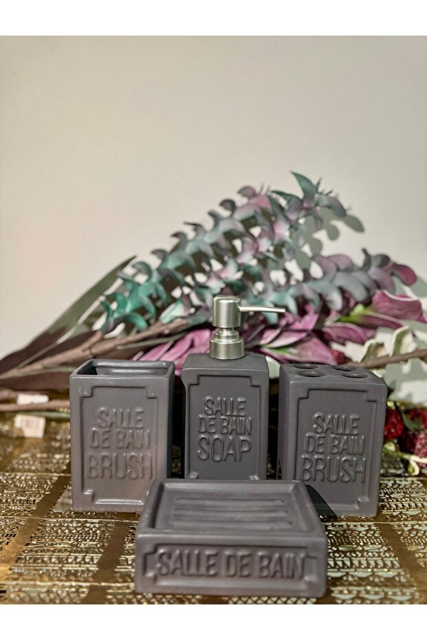 طقم حوض غسيل من السيراميك مكون من 4 قطع، طقم صحن صابون