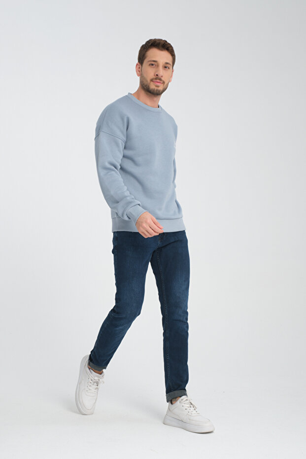 سويت شيرت رجالي أساسي مطرز برقبة دائرية مقاس كبير - 2