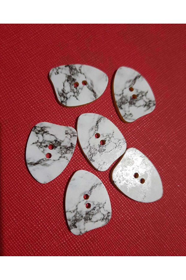 White and Coffee Triangle Pattern Asymmetrical Button 2.5 cm Two Holes Mixed 1 Pack 6 Pieces - 2