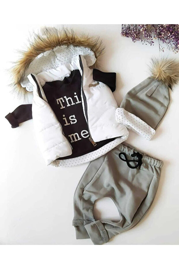 Winter 4 Piece Baby Boy Set with Inflatable Vest