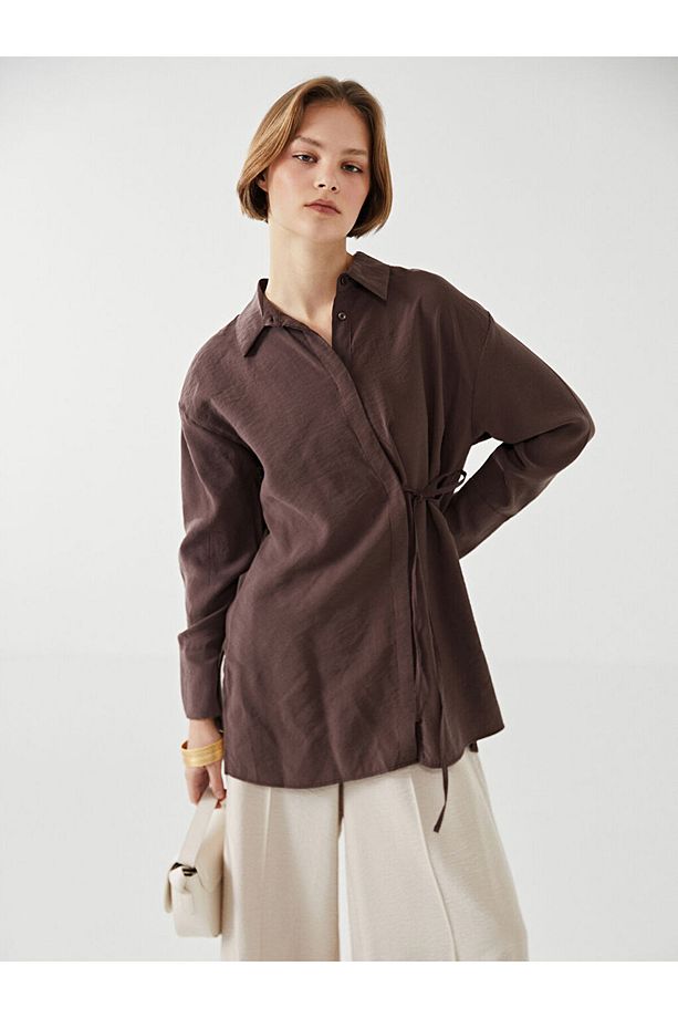 LCW Modest Kahverengi Oversize Kadın Gömlek Tunik - 2