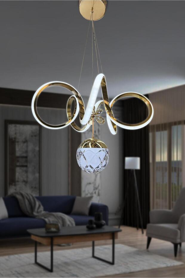 Kıvrım Tek Top Modern Oturma Ledli Avize - 3