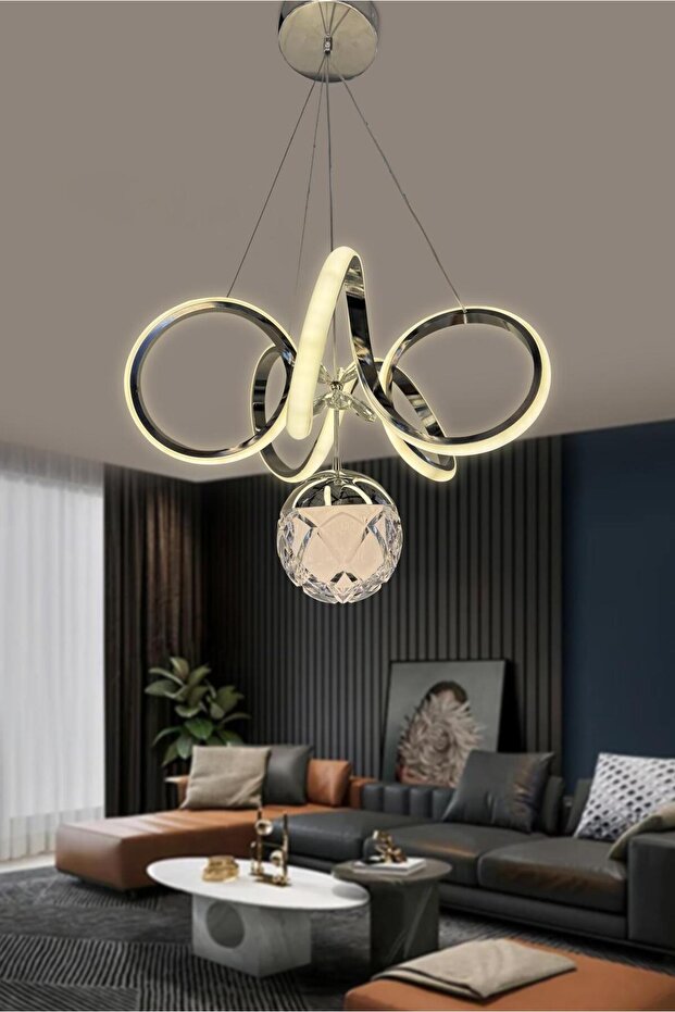 Kıvrım Tek Top Modern Oturma Ledli Avize - 3