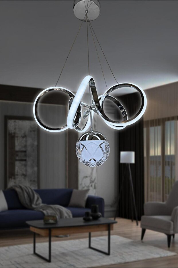 Kıvrım Tek Top Modern Oturma Ledli Avize - 1