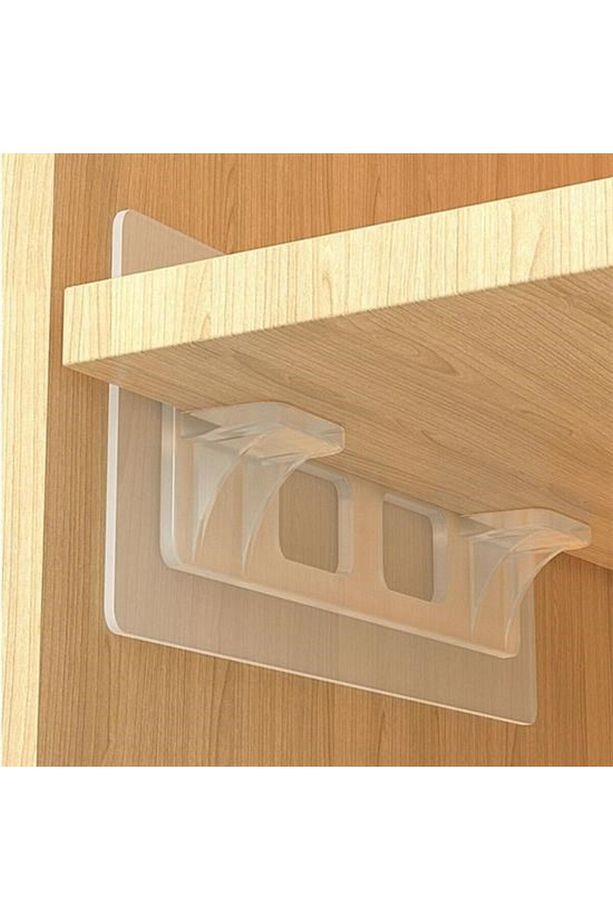 ® Dolap İçi Raflar İçin 4'lü Plastik Güçlü Yapışkanlı Raf Destek Aparatı - 4