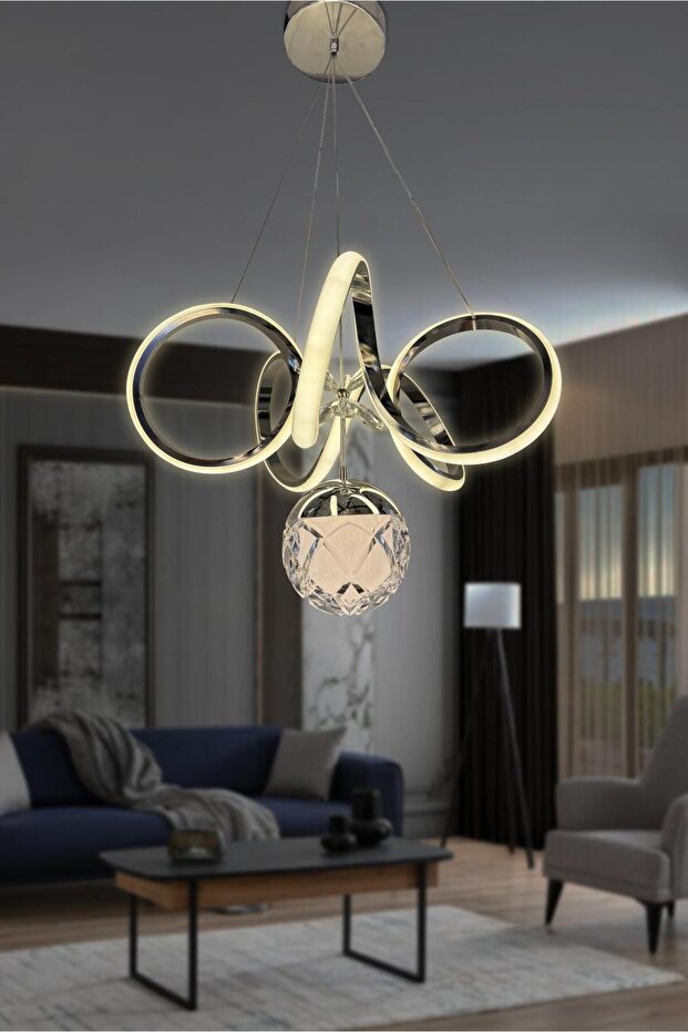 Kıvrım Tek Top Modern Oturma Ledli Avize - 4