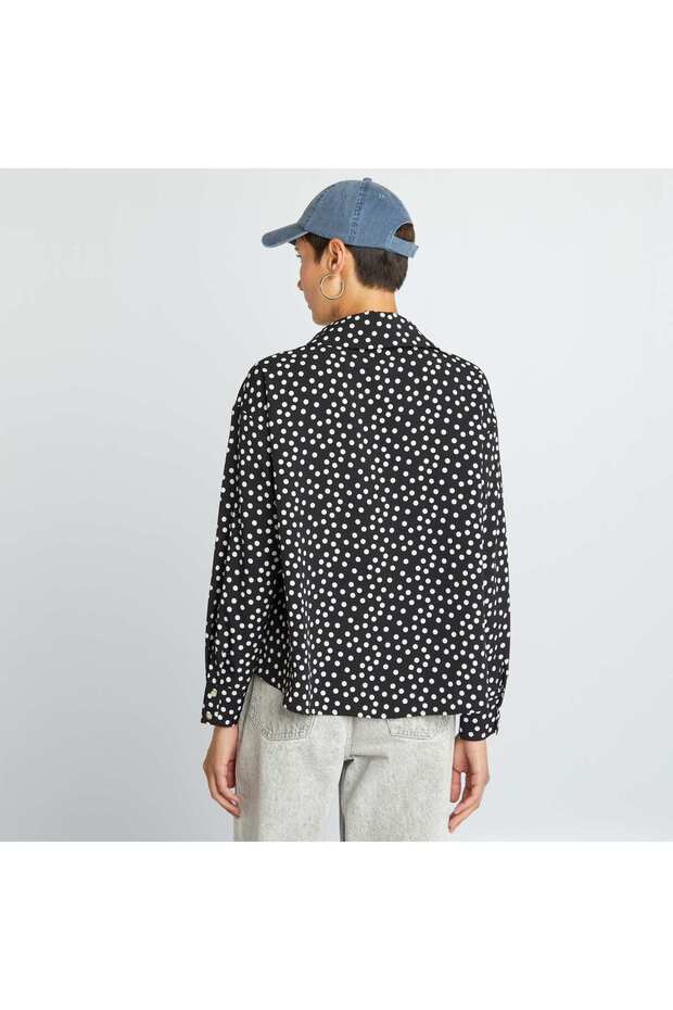 بلوزة فضفاضة باللون الأسود - 4