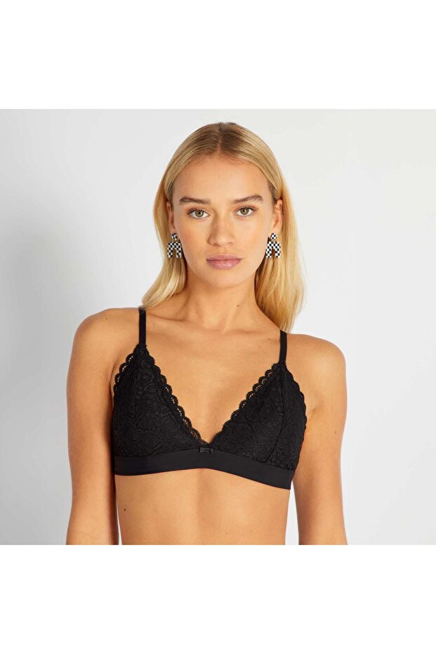 حمالة صدر مثلثة من الدانتيل باللون الأسود - 4