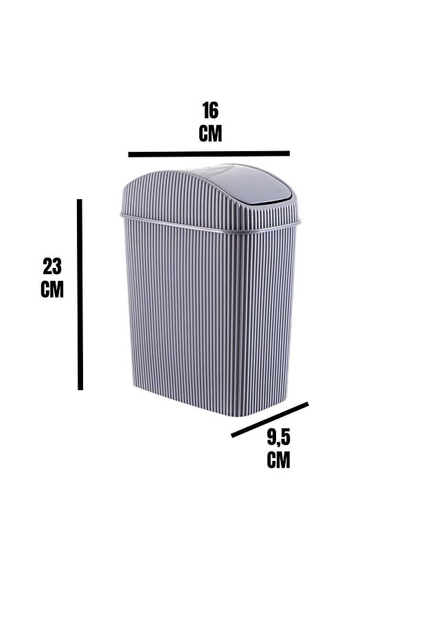 Mini Çöp Kovası, Mutfak, Banyo, Tuvalet, Ofis Çöp Kutusu Gri - 7