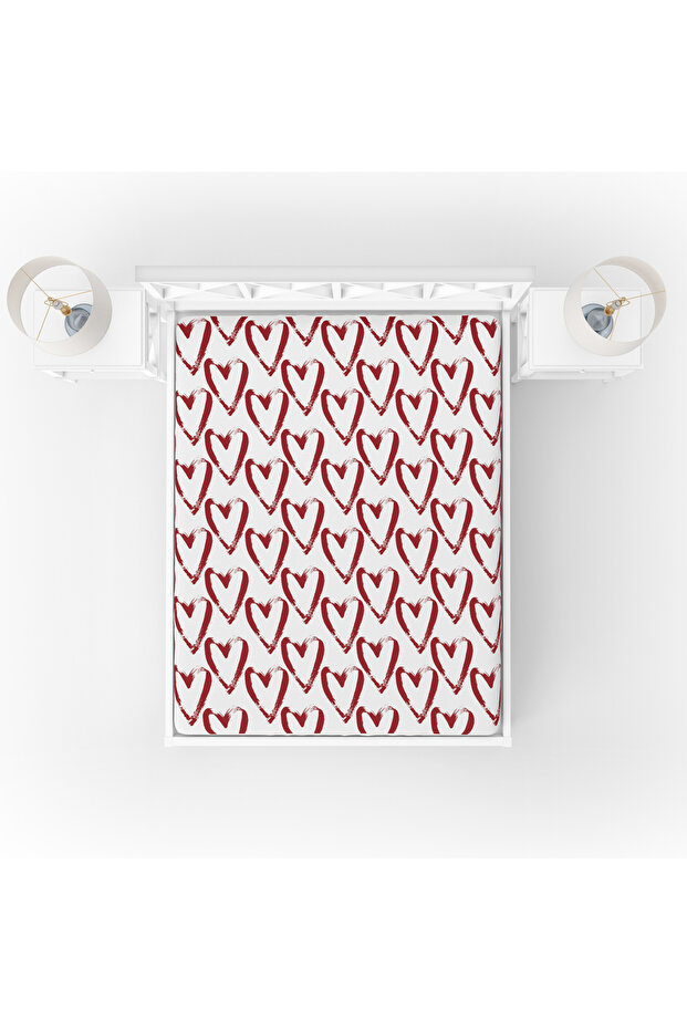 Red Romantic Heart Bed Sheet