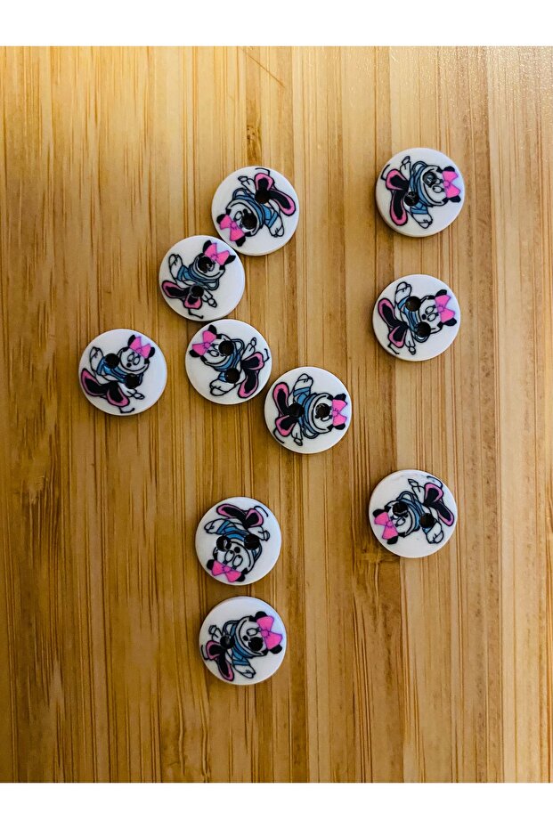 Patterned Soft Button 13 mm 10 Pkt. White/Character Pattern. - 3