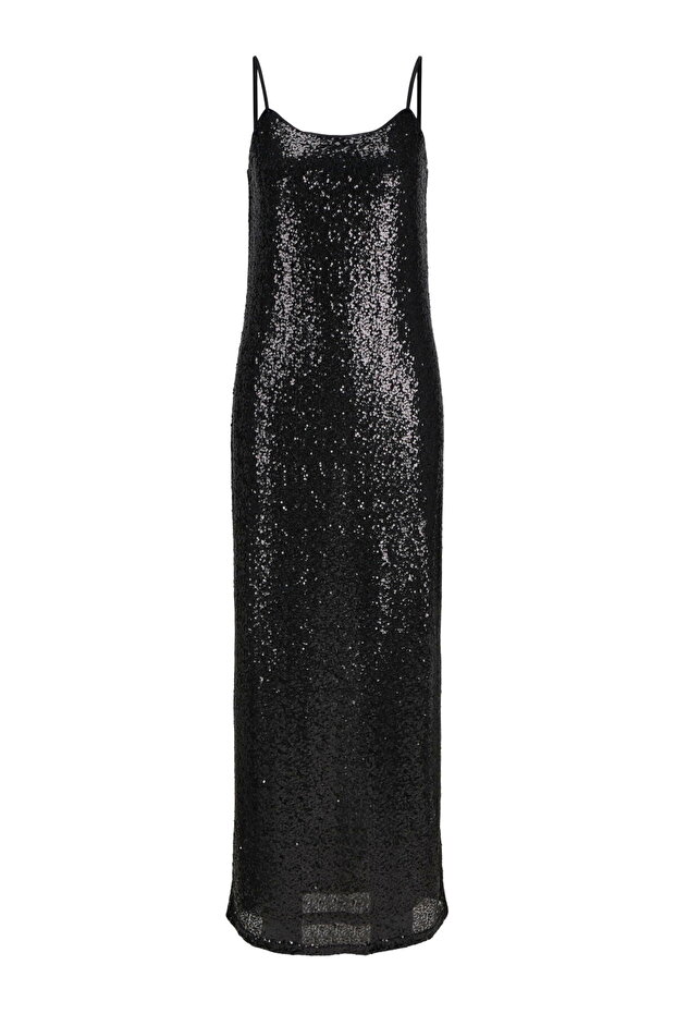 Kadın Pullu Maxi Boy Elbise - Mia - 5