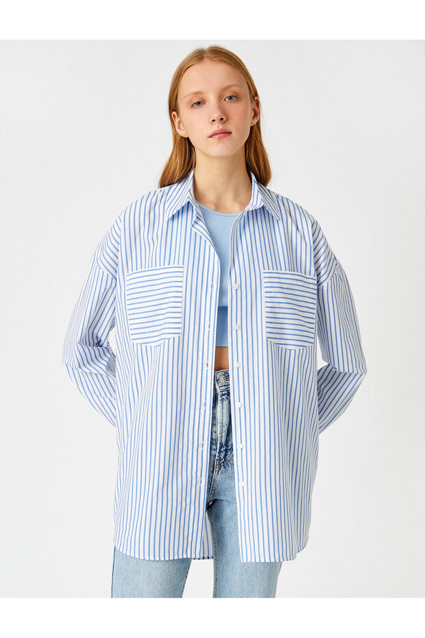 Striped Pocket Long Sleeve Shirt