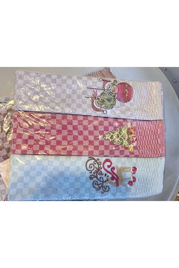 3'lü Yılbaşı özel serisi alman bezi ve mutfak havlusu nakışlı hediyelik (3 farklı desen) - 2