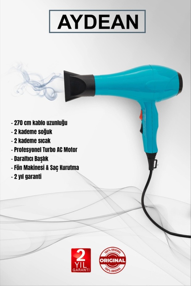 Xturbo Profosyonel Fön Makinesi Saç kurutma MakinasıMavi - 2