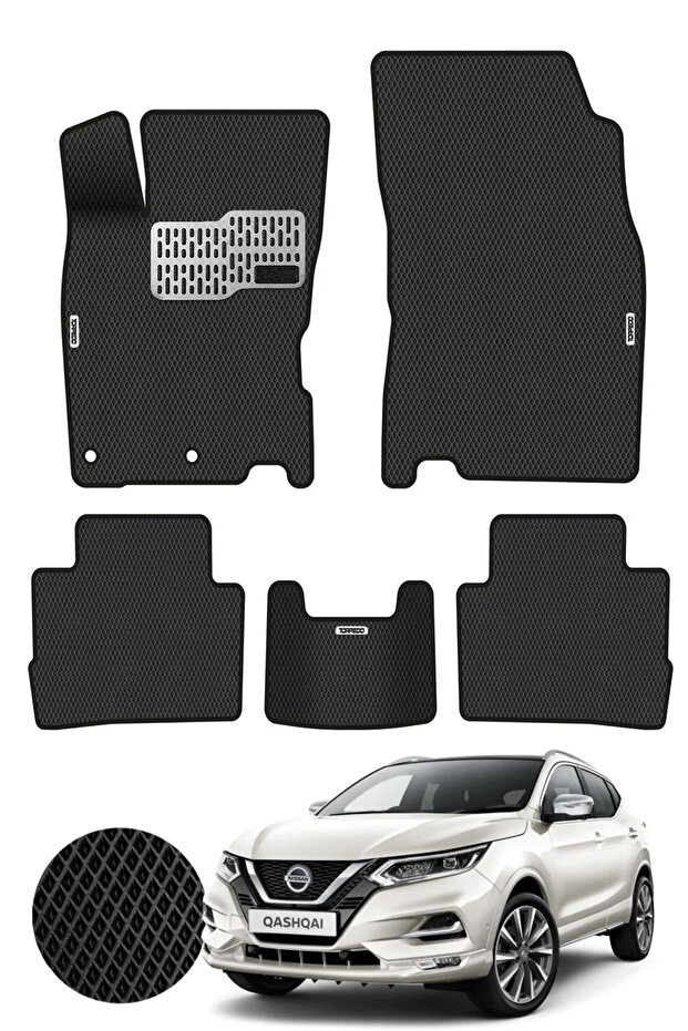 TORPEDO Nissan Qashqai 2013-2021 Hücreli Paspas Seti, Premium Eva Tam Set Paspas Takımı Siyah