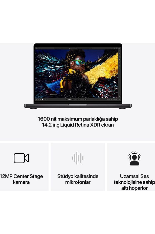 14" MacBook Pro: Apple M4 chip with 10‑core CPU and 10‑core GPU, 16GB, 512GB SSD - Uzay Siyahı - 3