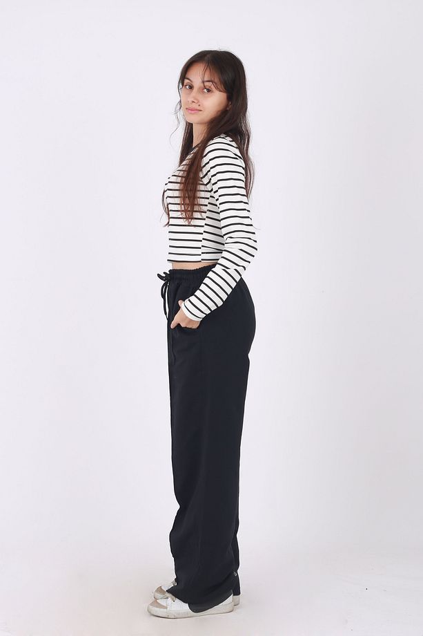 Boru Paça Oversize Eşofman Altı Ve Croplu Kız Takım - 4