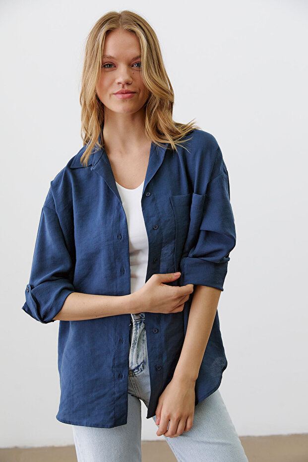 Apoletli Oversize Gömlek - 2