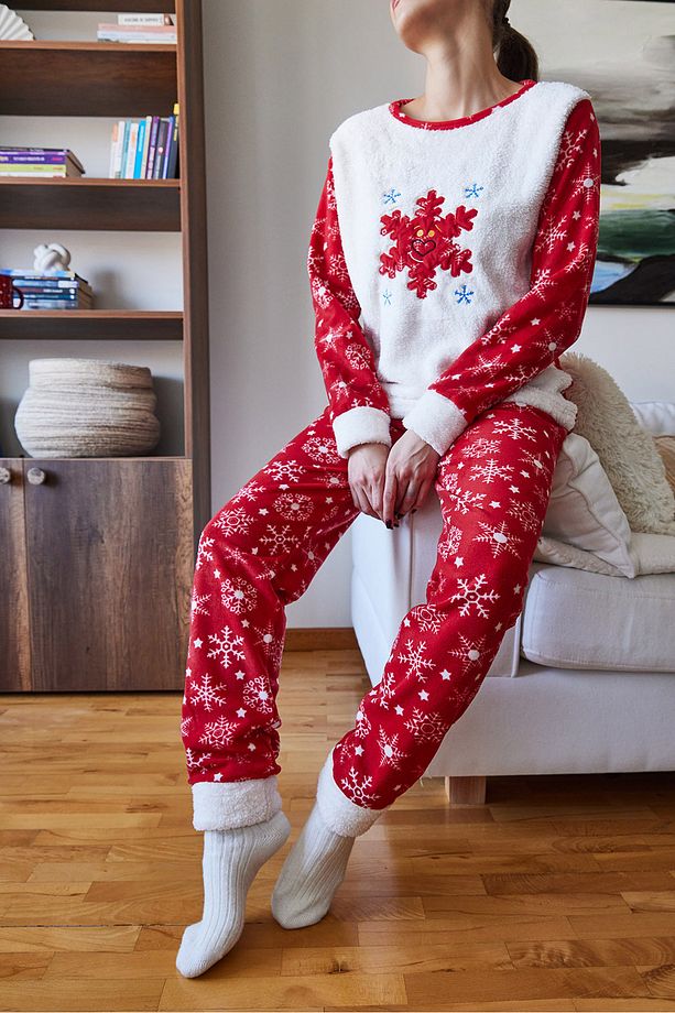 Kadın Yılbaşı Temalı Yumoş Pijama Takımı 60261111 - 4