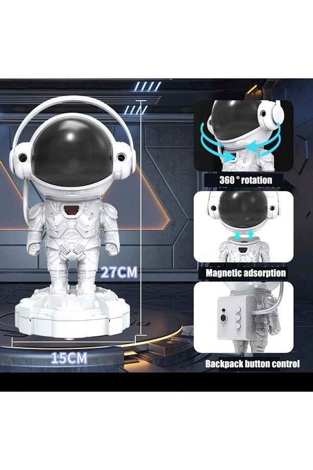 Astronot Projektör Bluetooth Hoparlör Yıldız Işıklı Galaksi Samanyolu Masa Lambası Kumandalı - 5