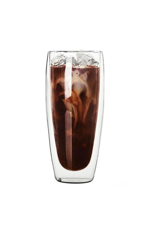 Çift Cidarlı Uzun Meşrubat,Kokteyl,Latte 320 ML Cam Bardak Seti 2 Adet 2324 - 4