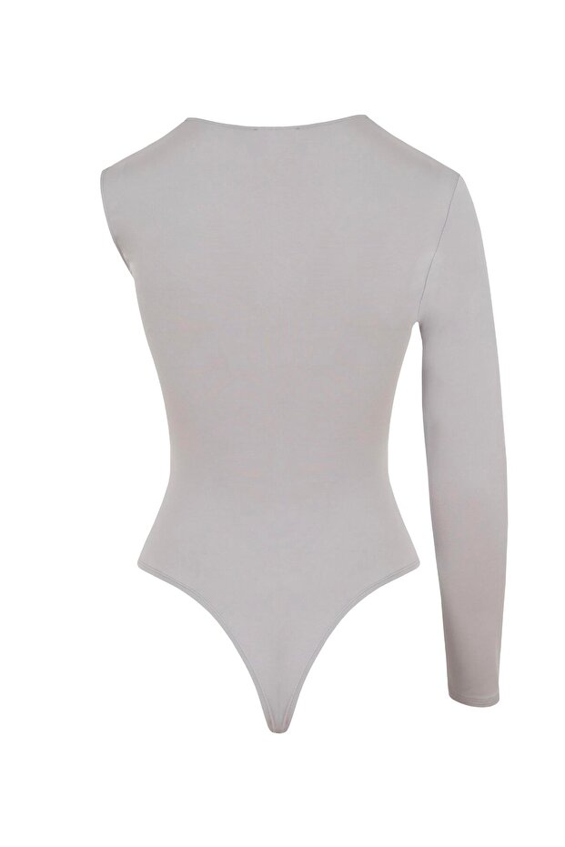 بدلة للجسم ذات أكمام واحدة باللون الرمادي - 5