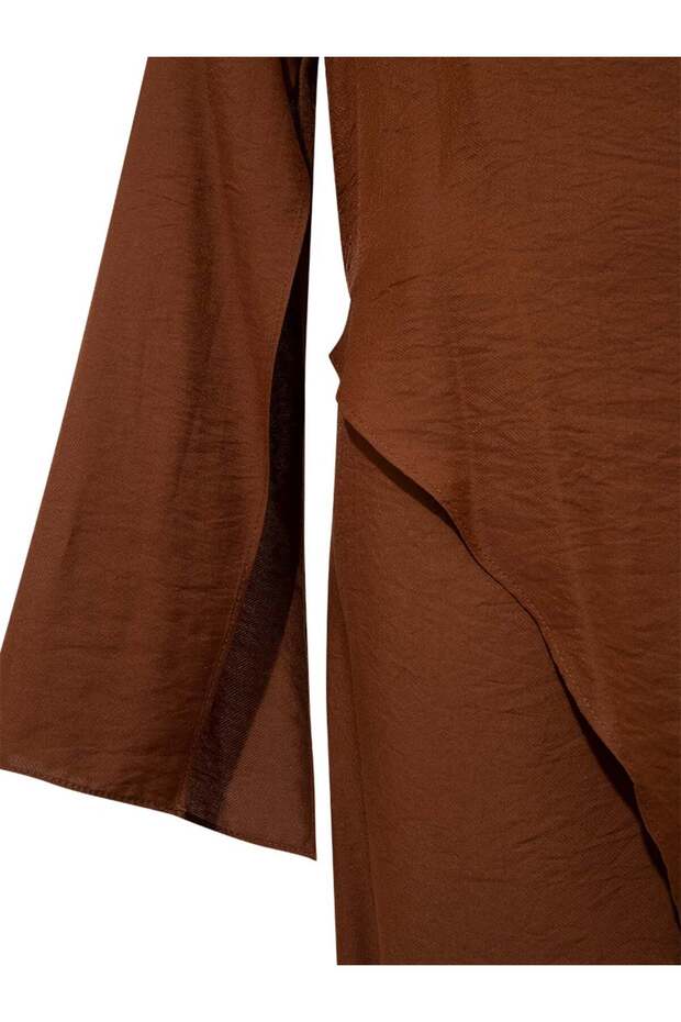 Anvelop Rahat Kesim Elbise - Kahve - 4