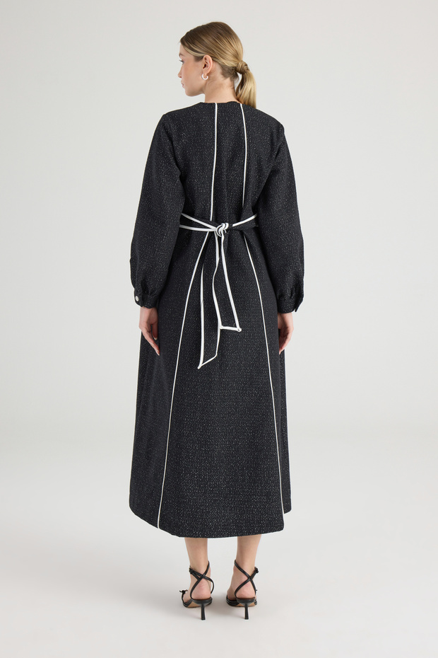 Siyah Tüvit Biyeli  Elbise - 8