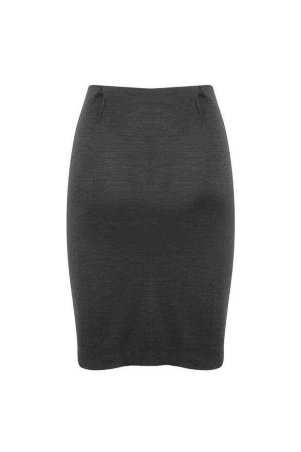 Drapeli Fermuar Detaylı Mini Etek - Siyah - 4