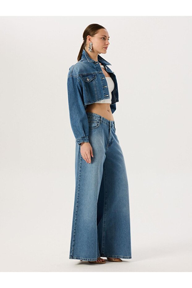 Oversize Jean Ceket - Mavi - 2