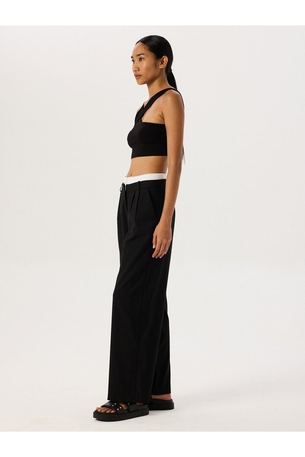 Çapraz Askı Tek Kol Crop Body - Siyah - 5