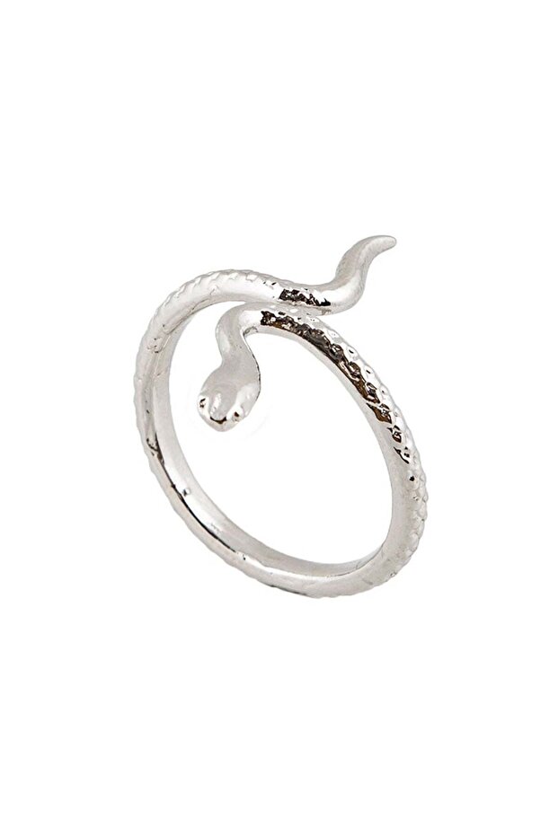 Thin Snake Curved Ring - Silver - 1
