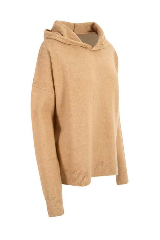 Kapüşonlu Triko Kazak - Vizon - 4