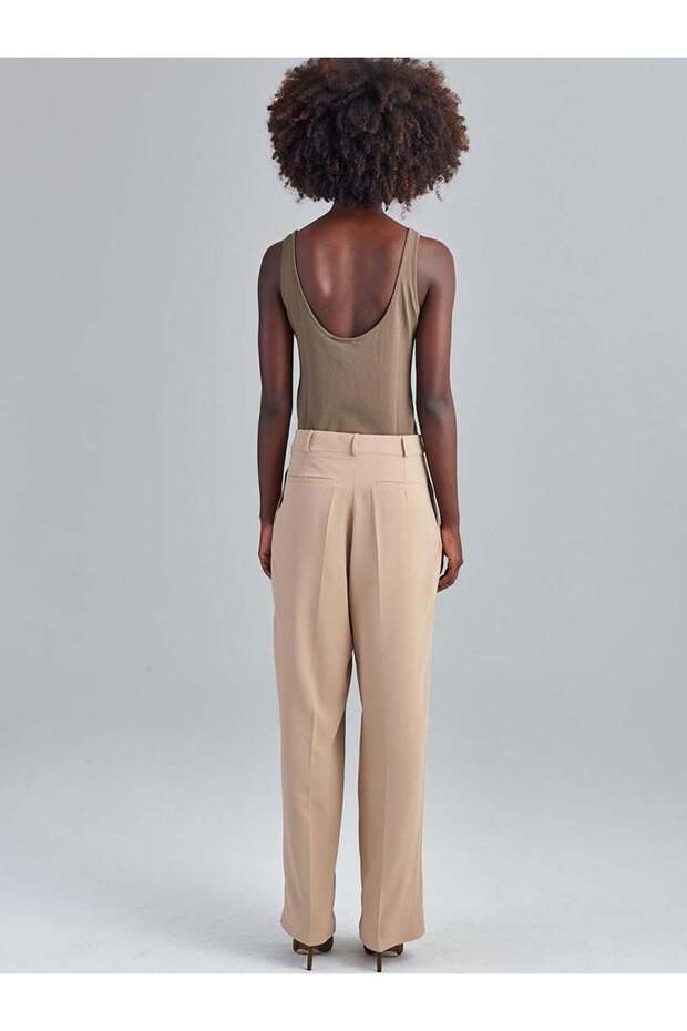 Bol Paça Krep Pantolon - Bej - 3