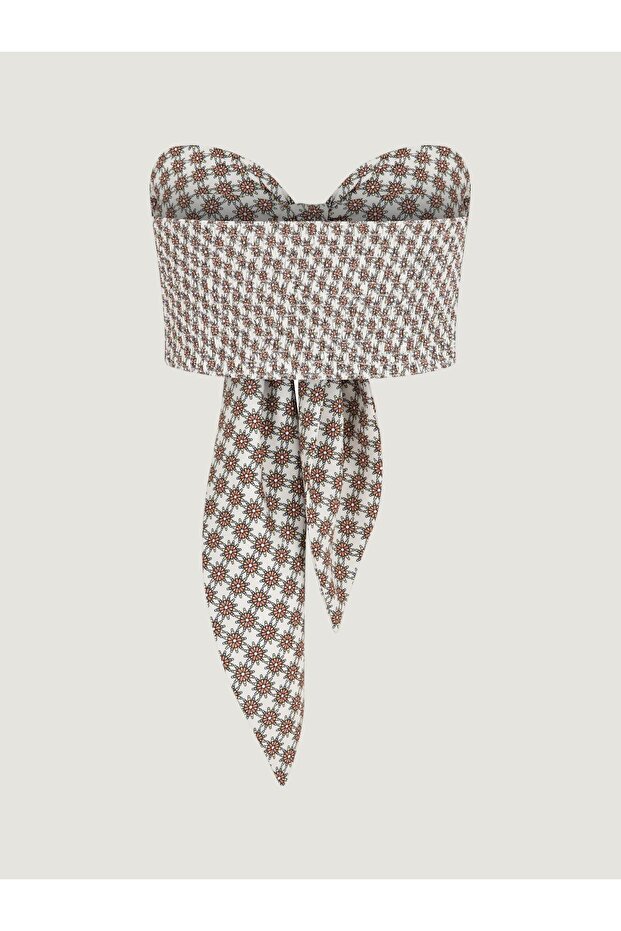 Patterned Strapless Tie-up Bustier - 2